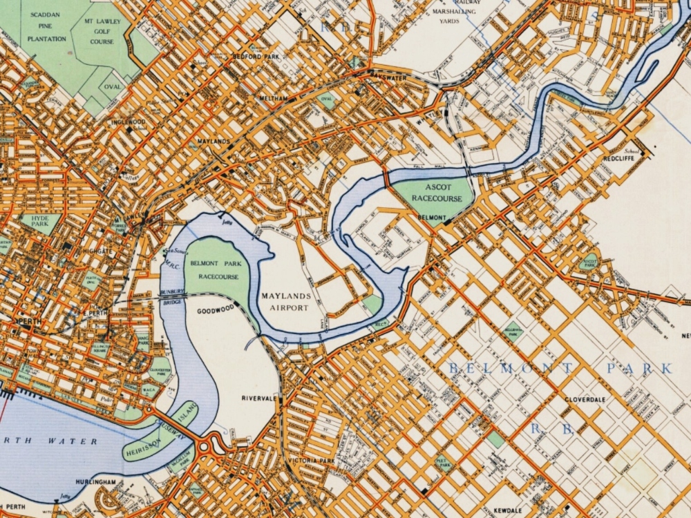 Vintage Map of Perth 1952