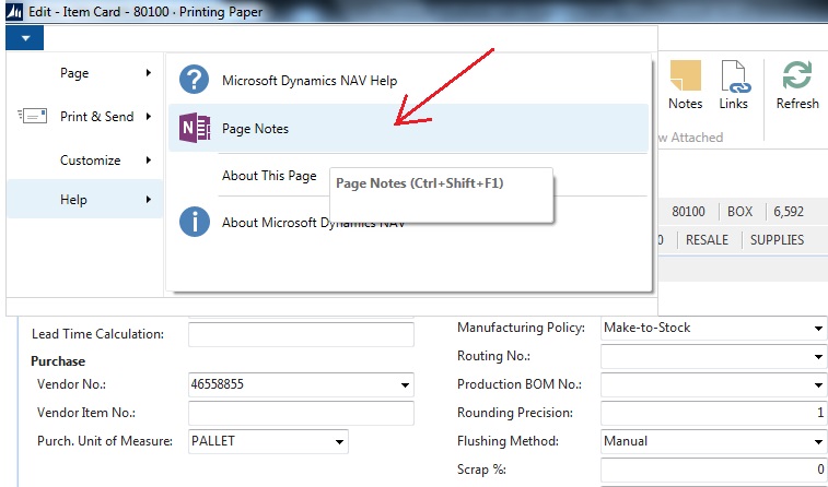 OneNote-Page-Notes-Dynamics-NAV
