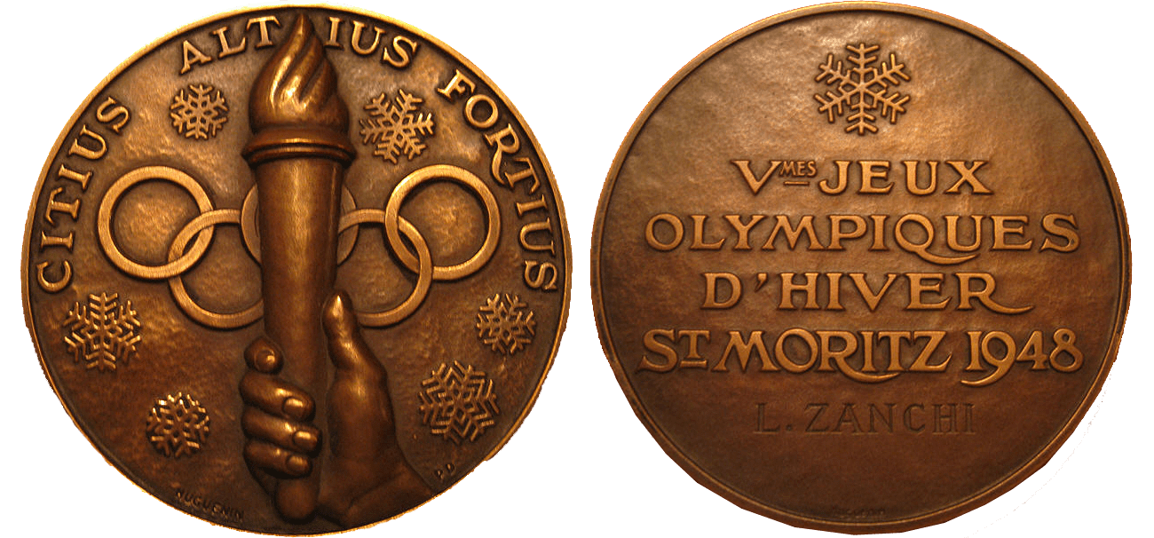 1948 St. Moritz Gold, Silver, Bronze Medals Olympic Collectibles
