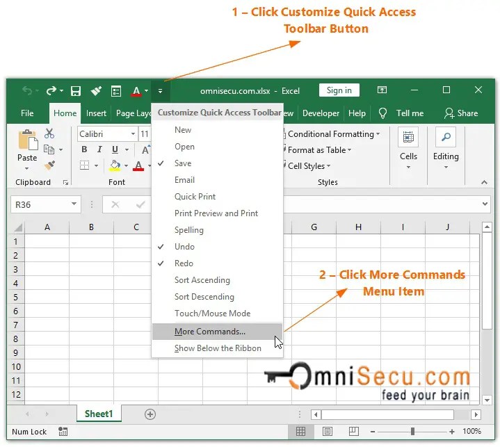 How to group Commands on Excel Quick Access Toolbar by adding Separator