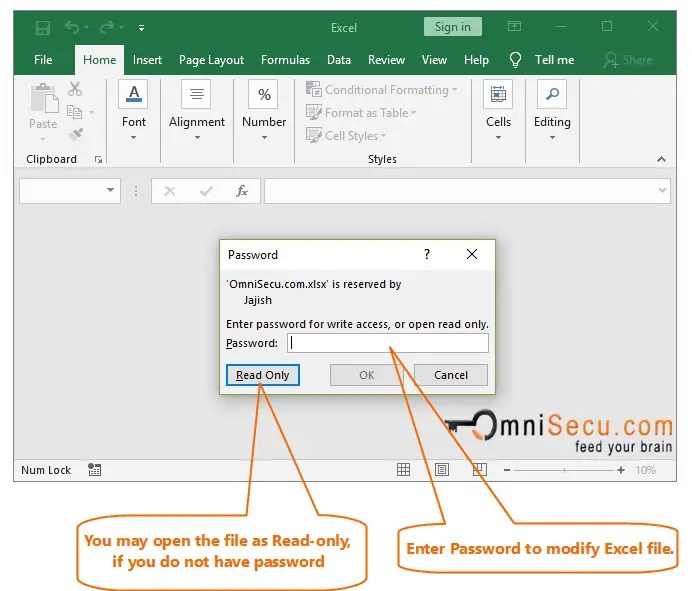 How to configure password for Excel file to prevent unauthorized file