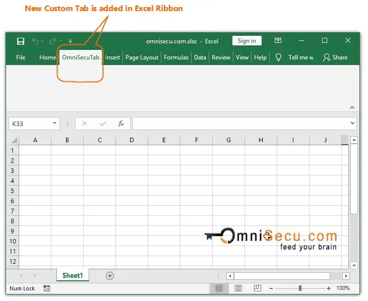 How to create and add a Custom Tab in Excel Ribbon