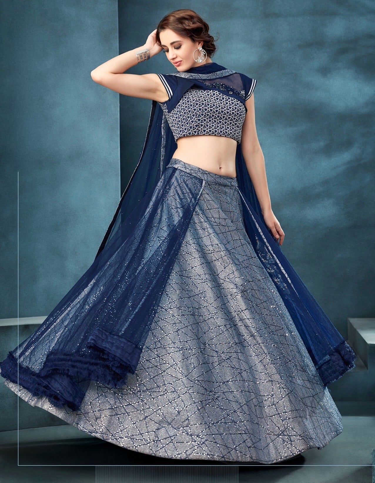 Silver Blue Fancy Fabric Designer Lehenga Choli Lehengas Designer Collection
