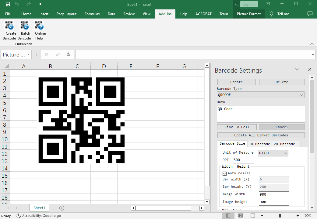 Free download Excel Barcode Generator Addin. Create Barcodes in