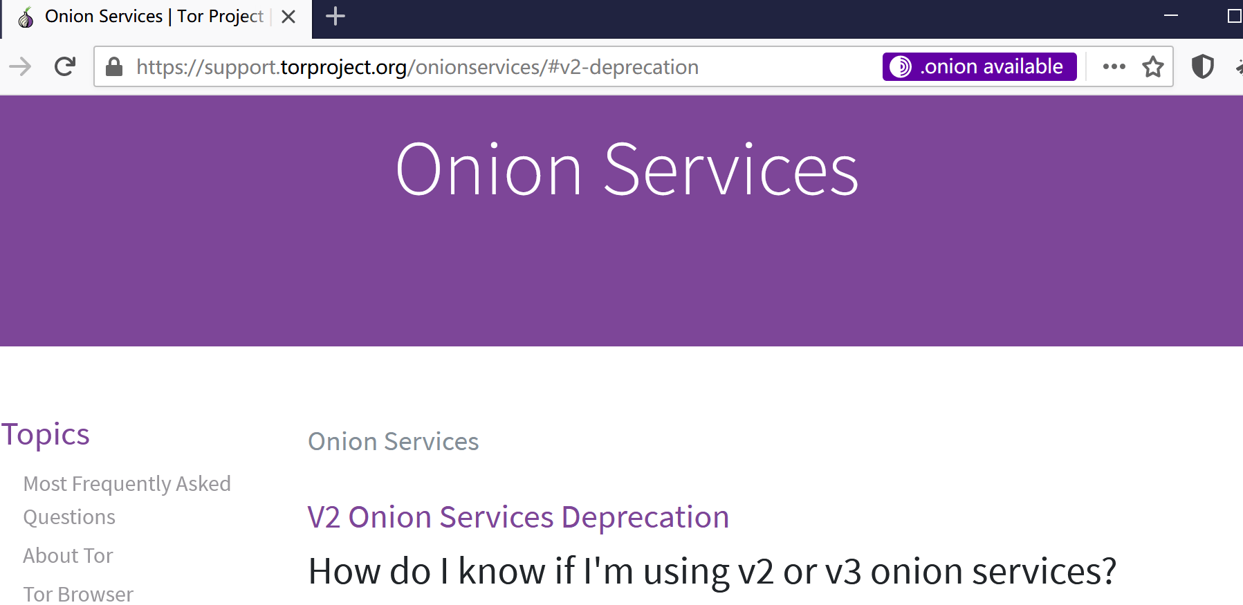 Tor Project’s Deprecation Note on V2 Onion Service