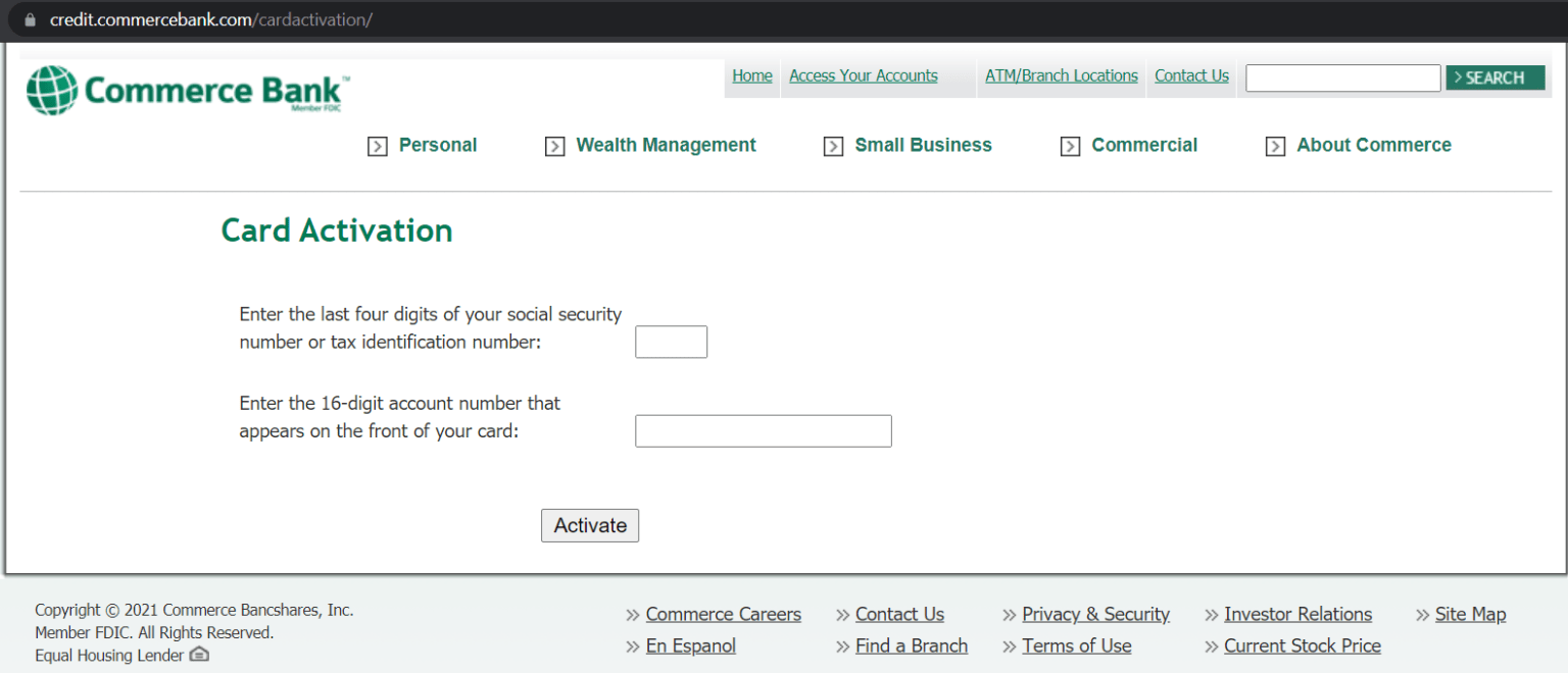 commerce bank activate