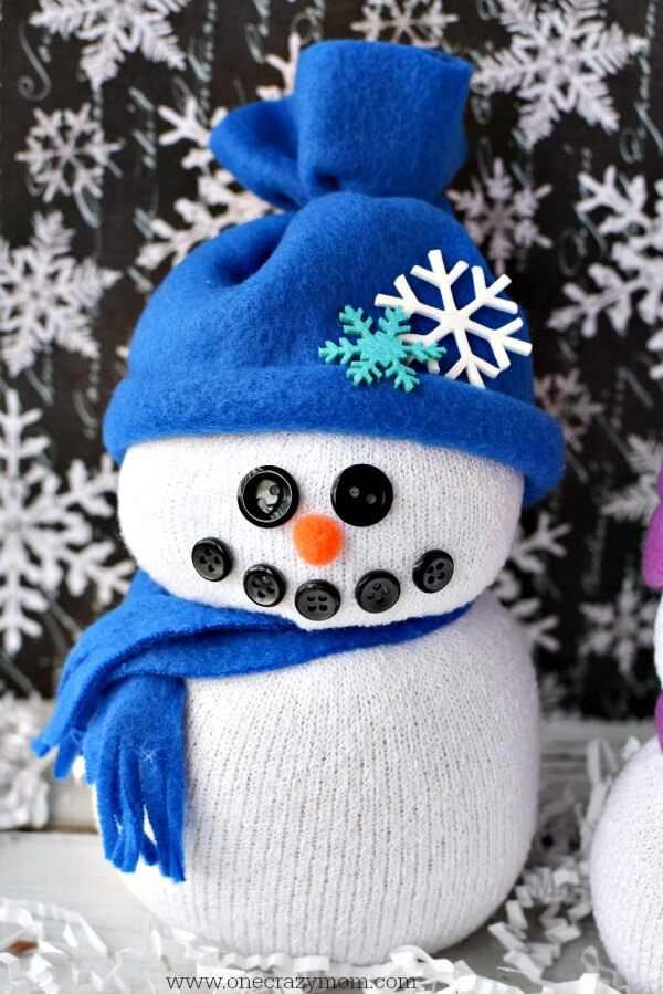DIY Sock Snowman Craft Snowman made out of socks!