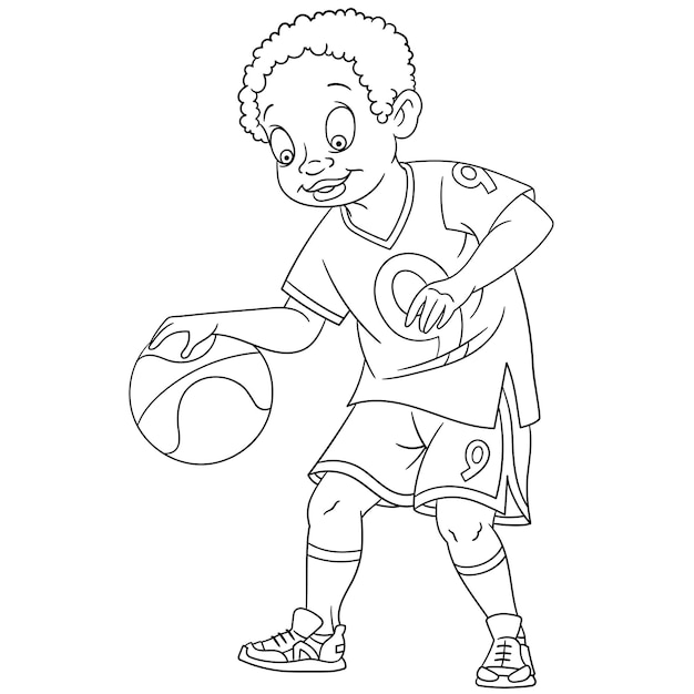 Kid In Basketball Uniform Coloring Page