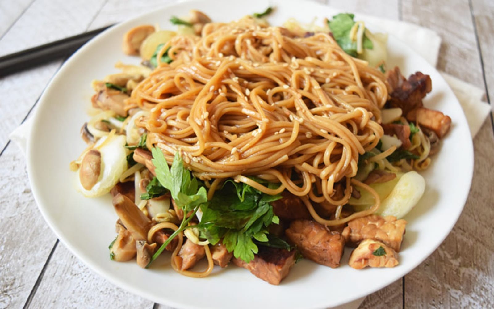Vegan Sesame Tempeh With Soba Noodle
