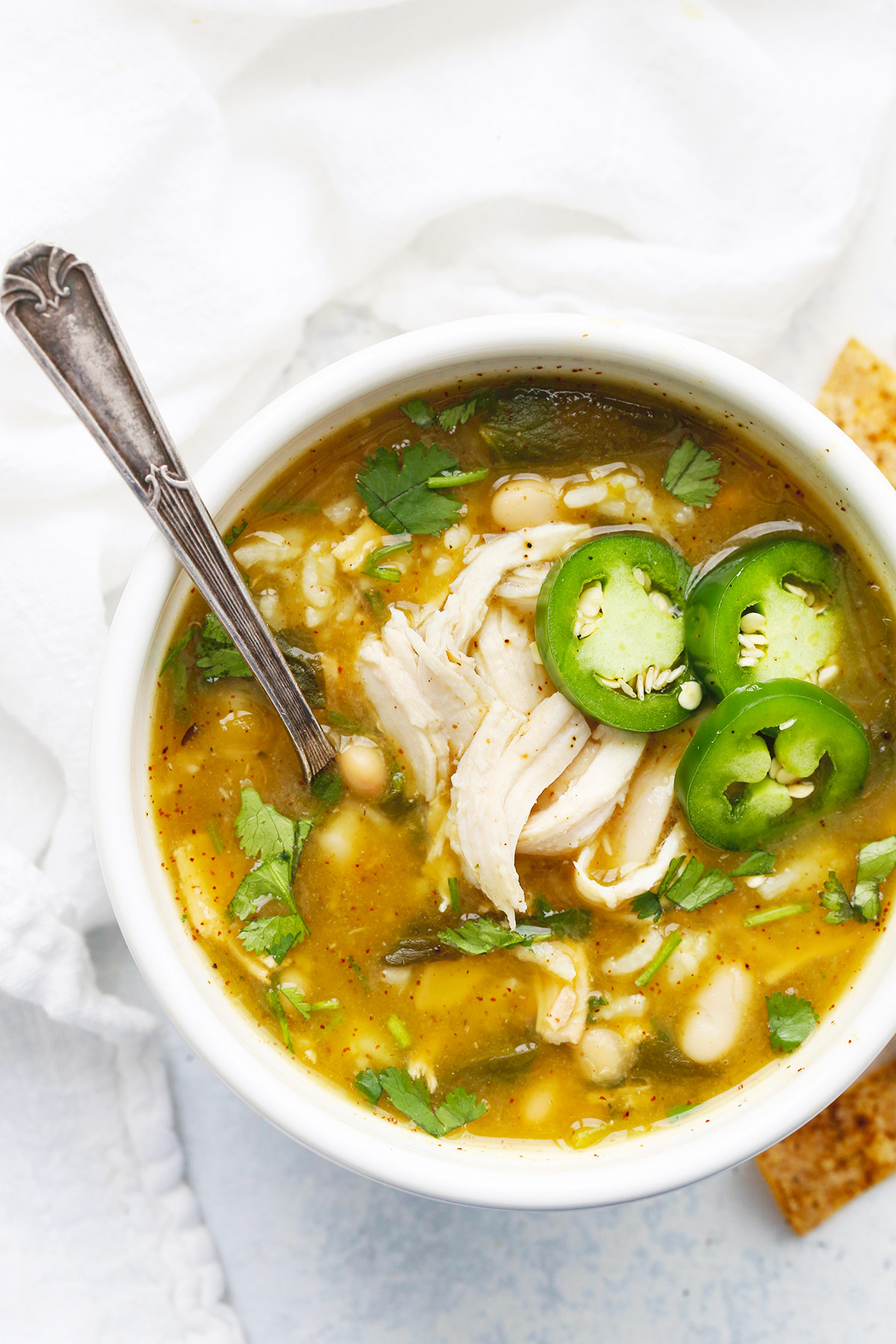 Salsa Verde Chicken and Rice Soup • One Lovely Life