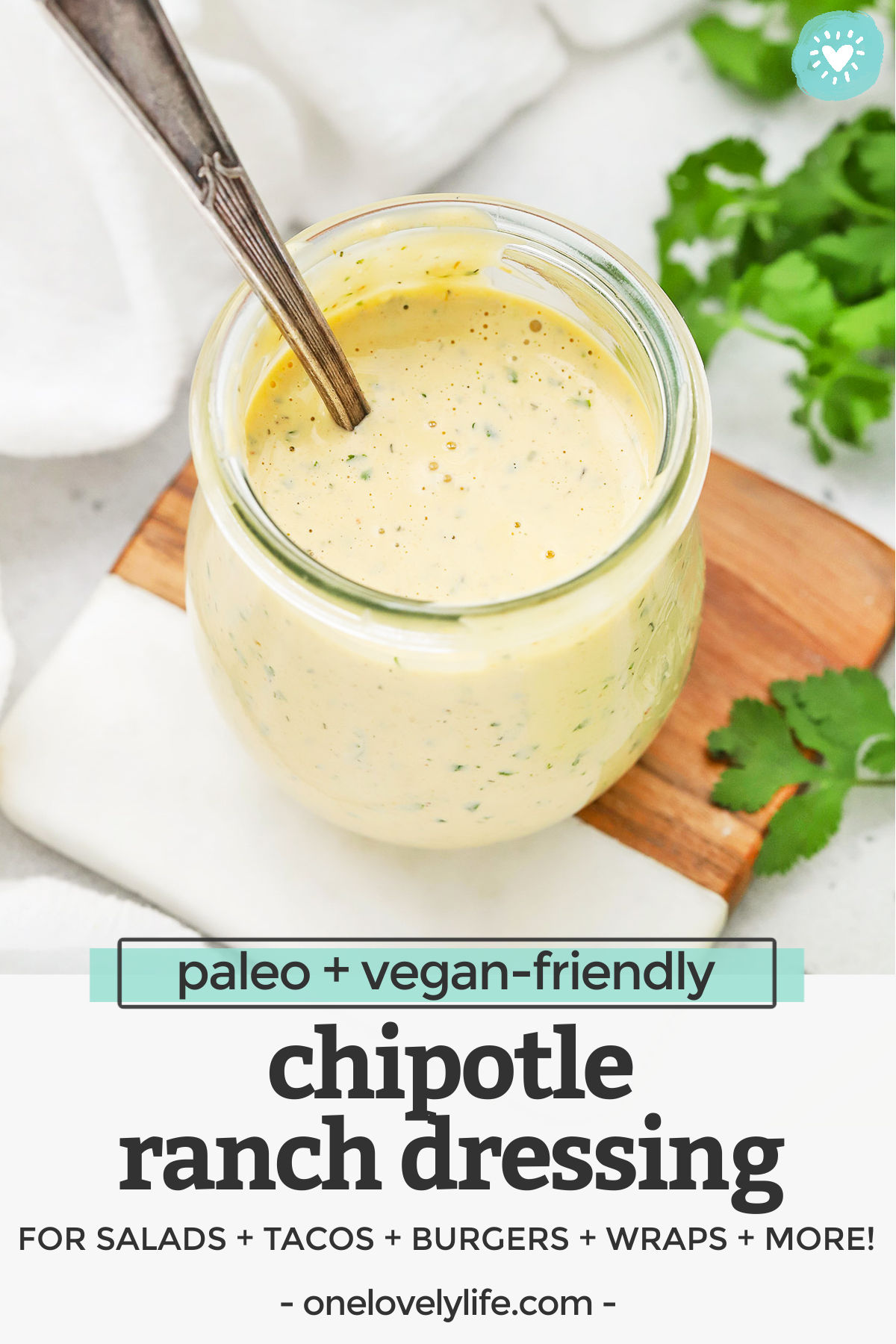 Chipotle Ranch Dressing or Dip (Paleo, Vegan) • One Lovely Life