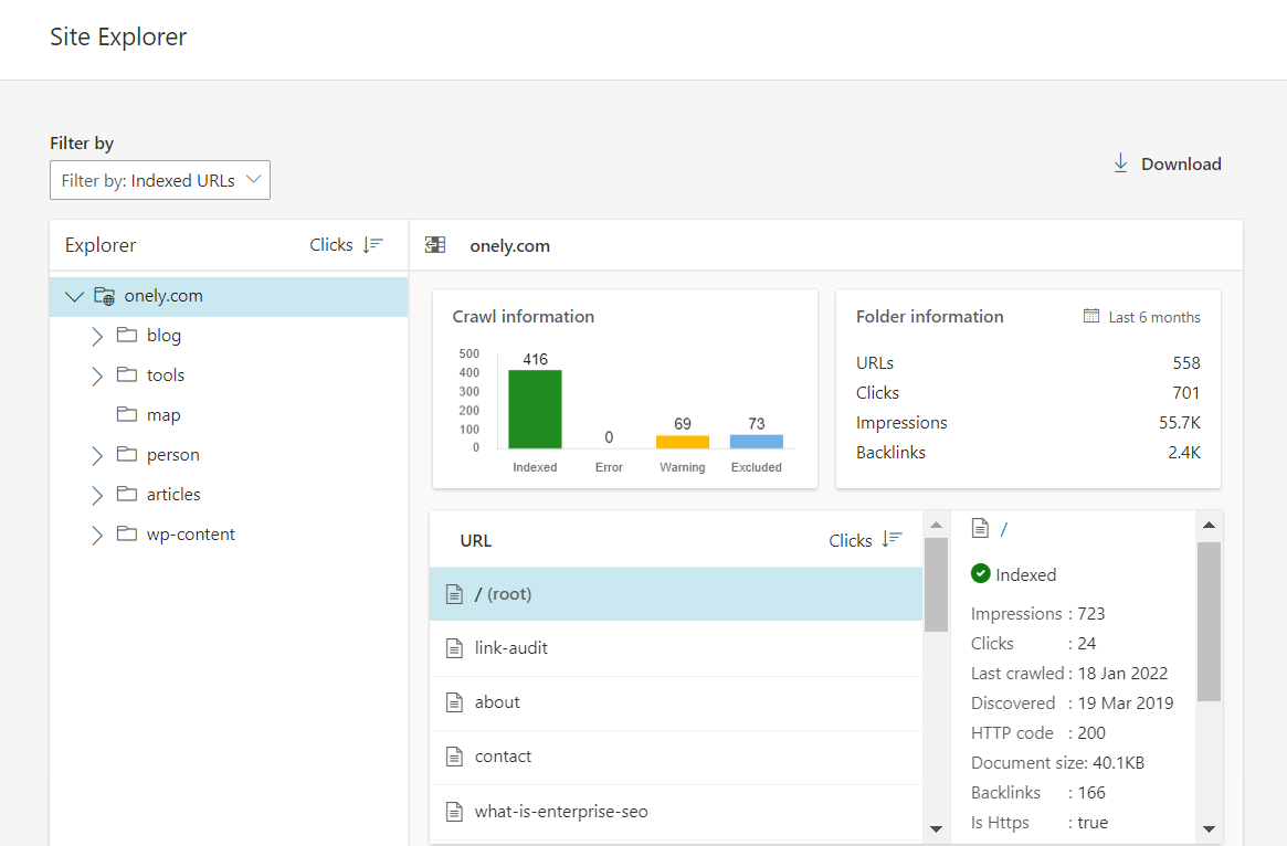 How To Check the Indexing Status of a Large site Onely