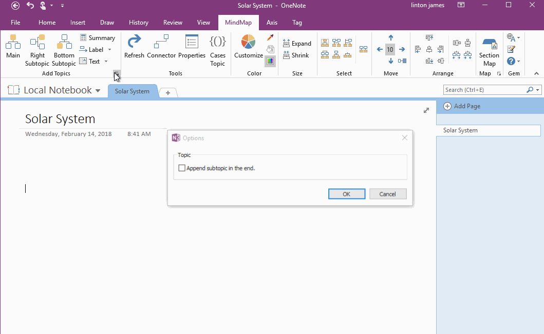 Quickly Create Subpage with Backlink from OneNote Mind Map Office