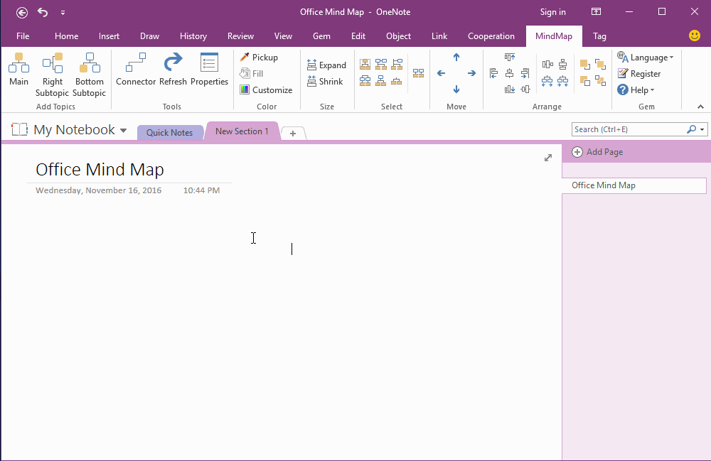 Using a Mind Map as OneNote Page Navigator Office OneNote Gem AddIns