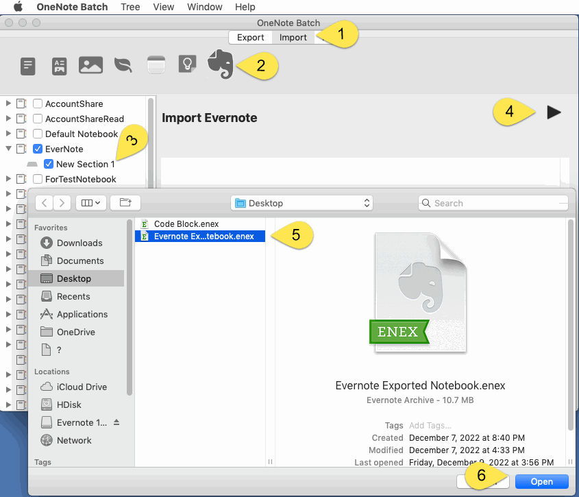 How to Bulk Import Evernote enex File into Mac OneNote in macOS