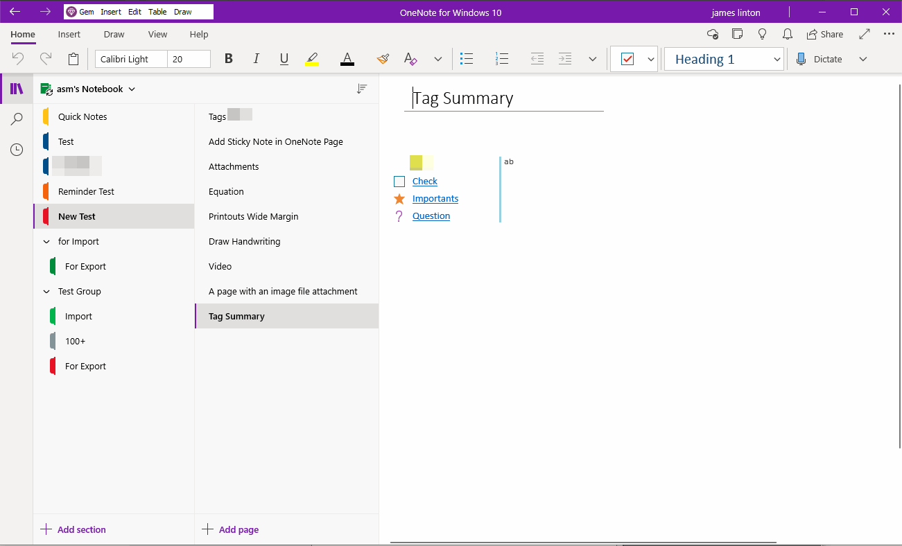 How to Create Tag Summary Page in OneNote for Windows 10? Office