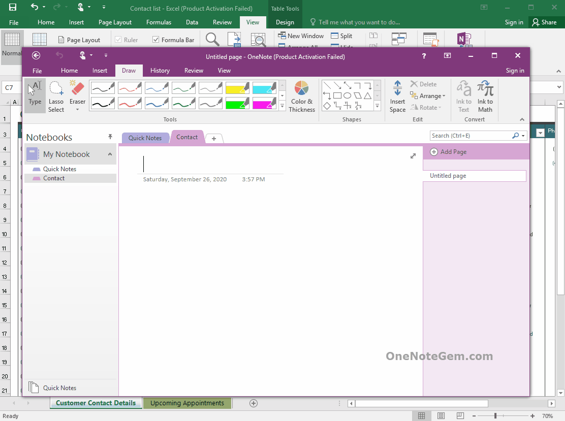 Send Selected Excel Rows to OneNote, Generating Multiple Corresponding