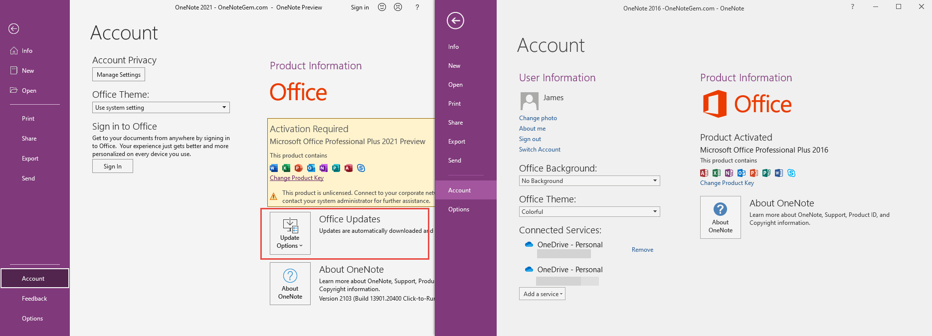 OneNote 2021 New Features Comparison to OneNote 2016 in New Release