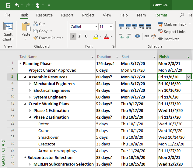 Estimated Tasks in Microsoft Project OnePager