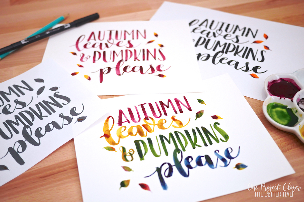 Autumn Leaves Lettering Tutorial with Printable + SVG One Project Closer