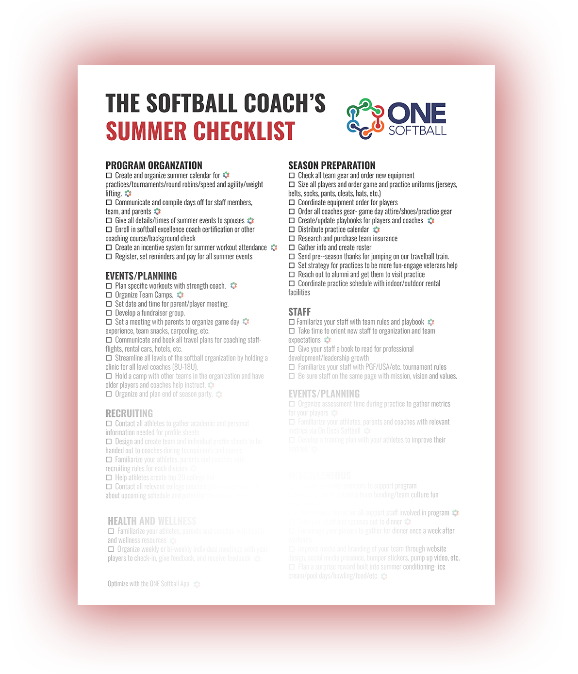 Introducing the ONE Softball App College Comparison Checklist