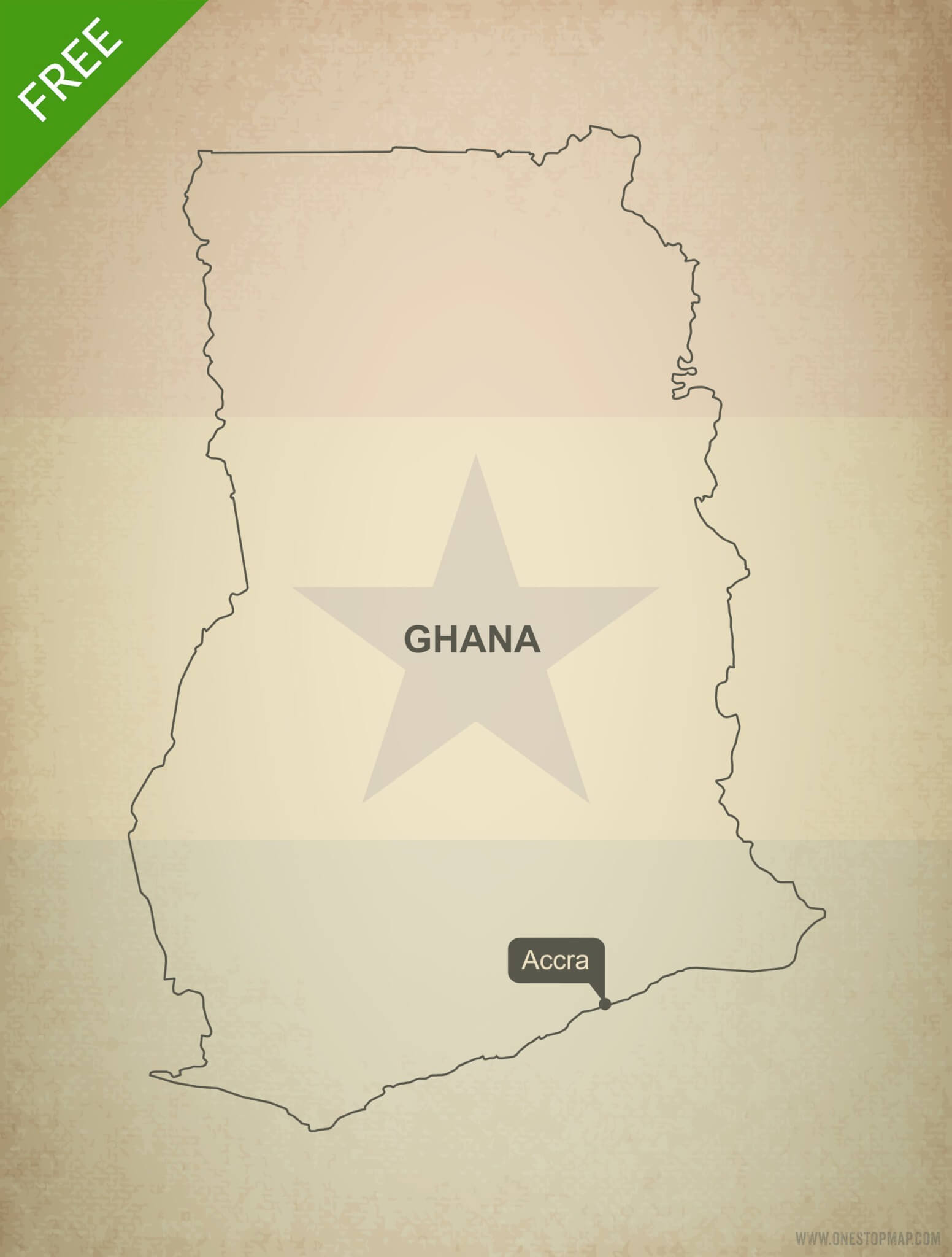 Outline Map Of Ghana Free Vector Map of Ghana Outline One Stop Map