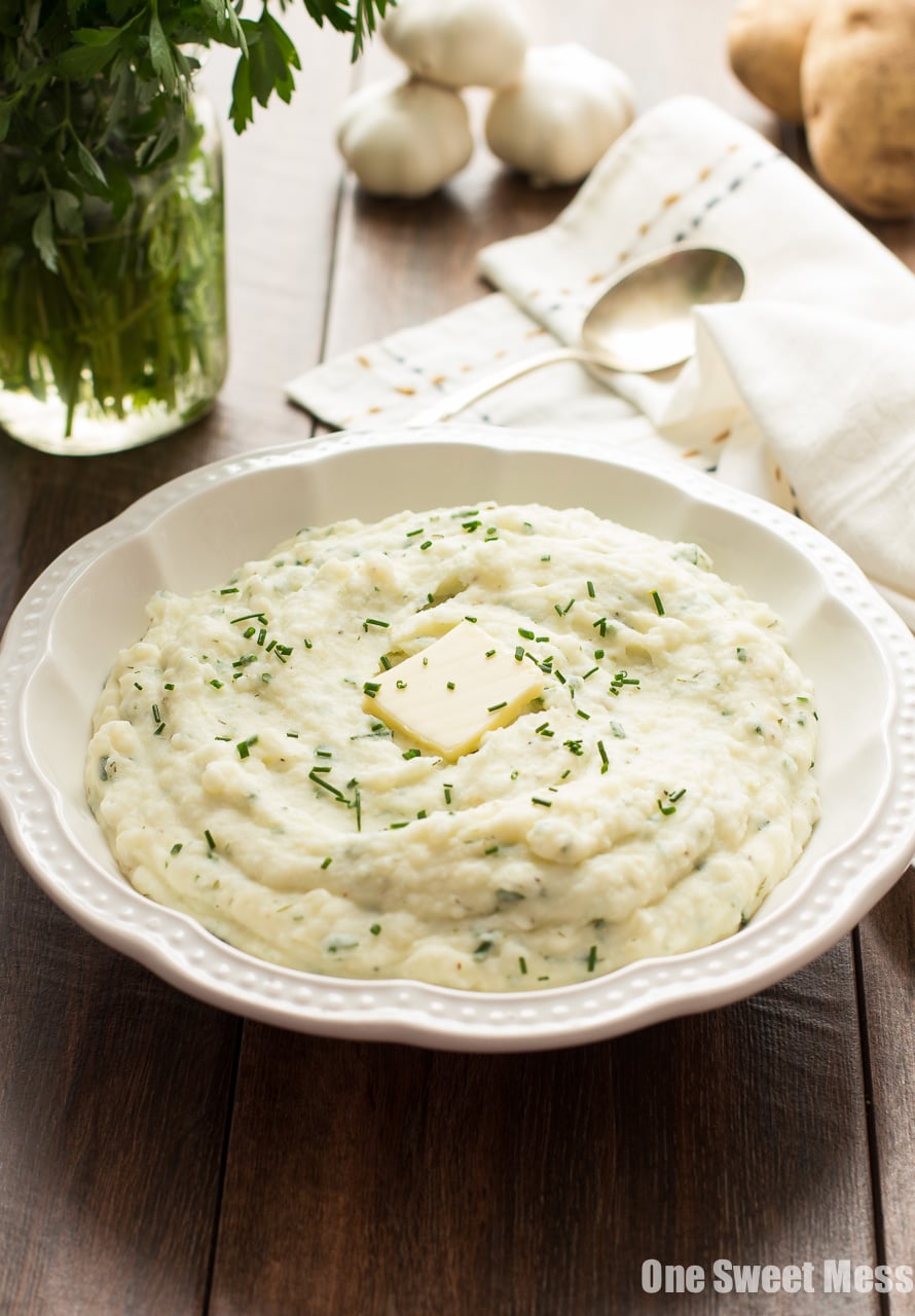Roasted Garlic Ranch Mashed Potatoes One Sweet Mess