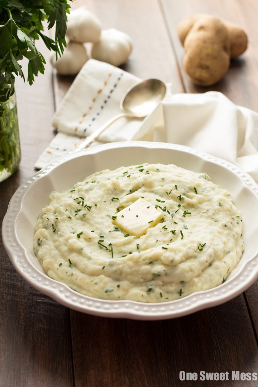 Roasted Garlic Ranch Mashed Potatoes One Sweet Mess