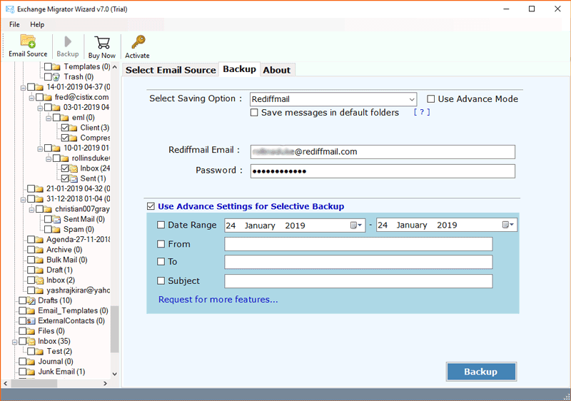 Migrate Exchange Server to Rediffmail Account Directly with Attachments