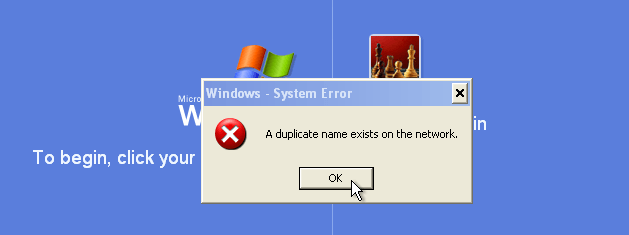 "Duplicate name exists on the network" Windows Error