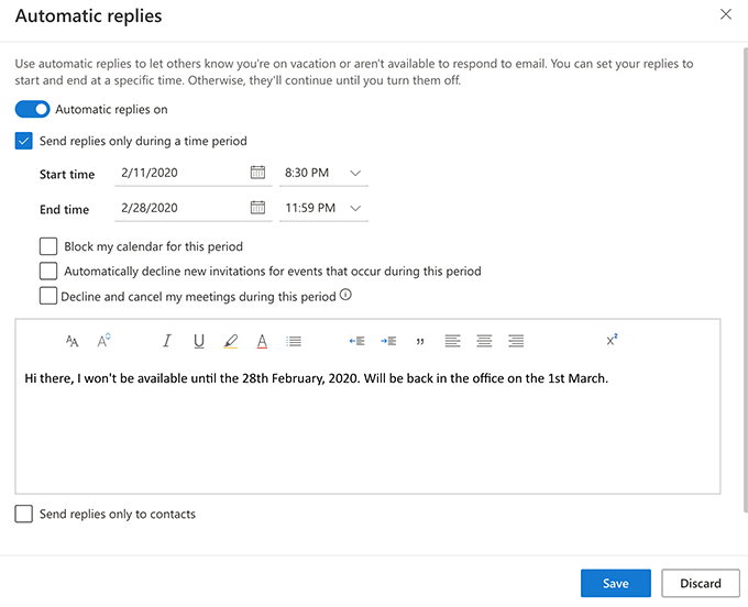 How To Set Out Of Office Replies In Outlook