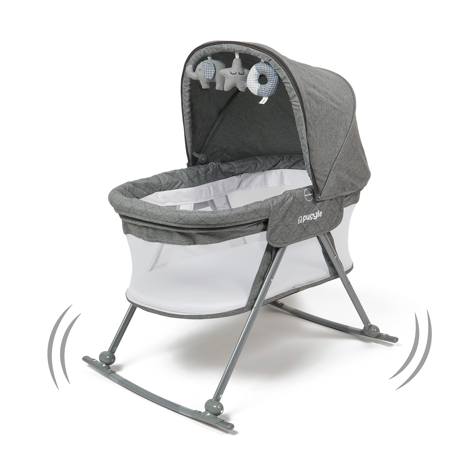 Puggle Sleepy Rocking Bedside Crib Graphite Grey Buy at Online4baby