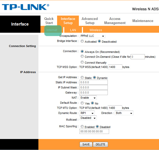 Tplink ADSL2 modem(TDW8961ND) router settings > as Wireless access