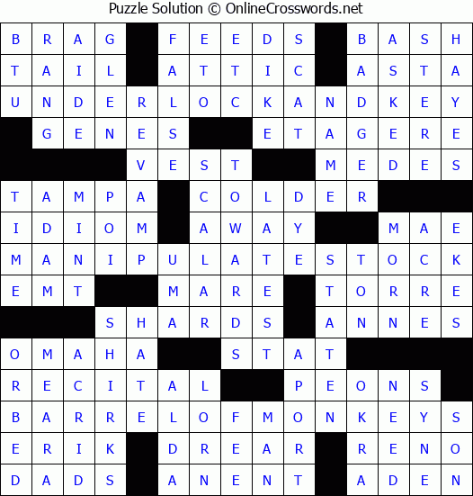 Solution for Crossword Puzzle 1211