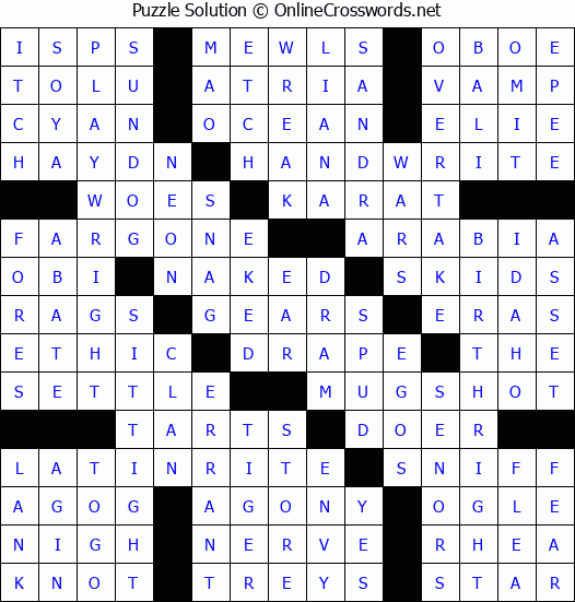 Solution for Crossword Puzzle 1605