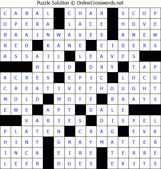 Solution for Crossword Puzzle 1619