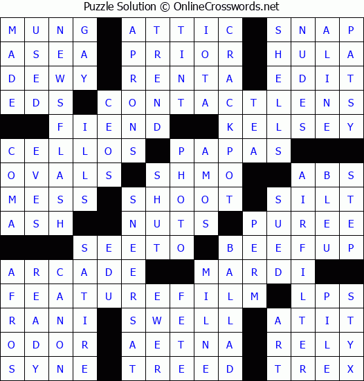 Solution for Crossword Puzzle 1872
