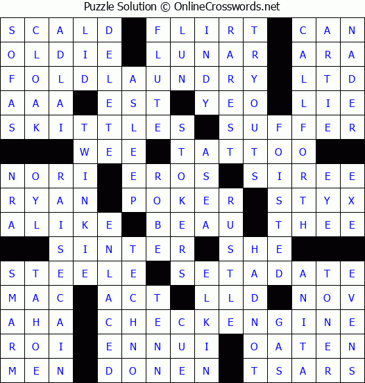 Solution for Crossword Puzzle 2253
