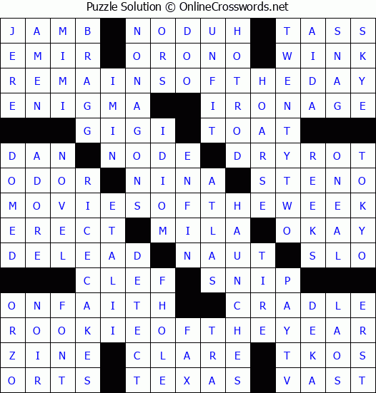 Solution for Crossword Puzzle 4679