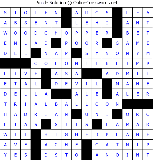 Solution for Crossword Puzzle 4781