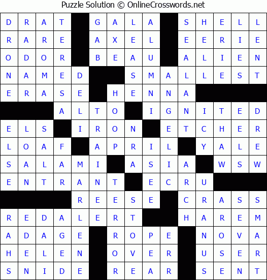 Solution for Crossword Puzzle 50403
