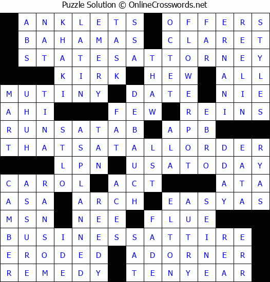 Solution for Crossword Puzzle 6099