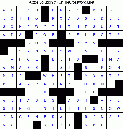 Solution for Crossword Puzzle 7091