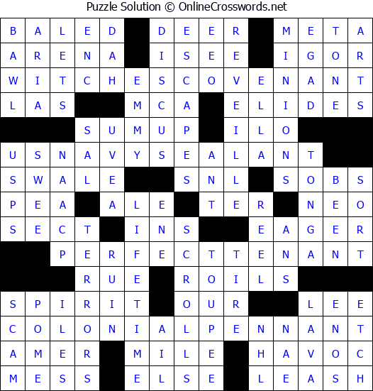 Solution for Crossword Puzzle 8304