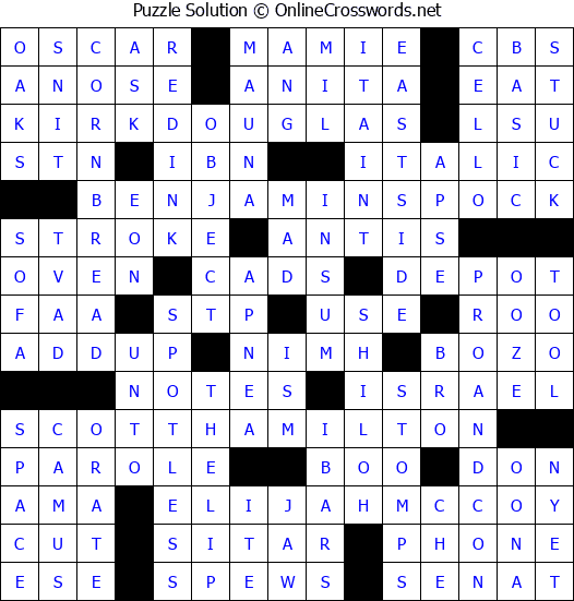 Solution for Crossword Puzzle 9258