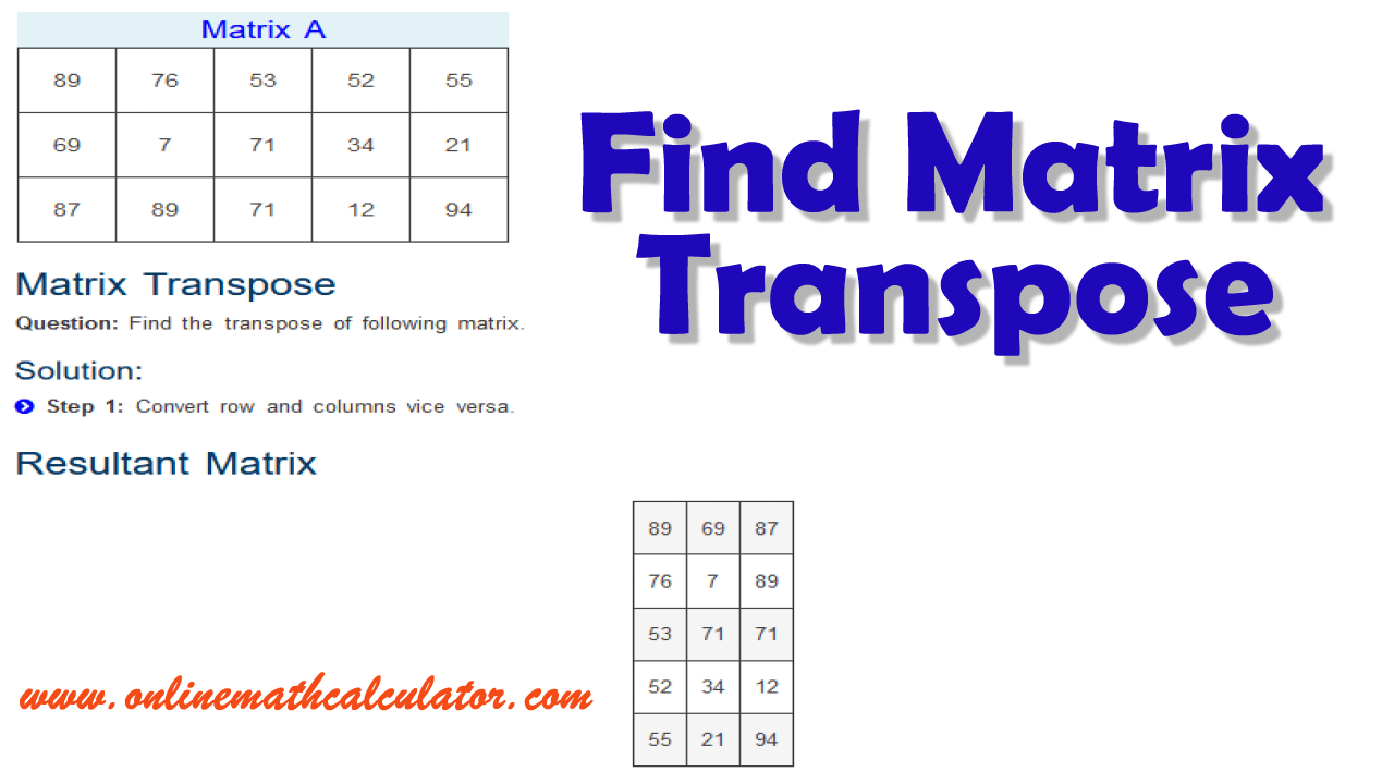 Online Matrix Transpose Calculator Math Calculator