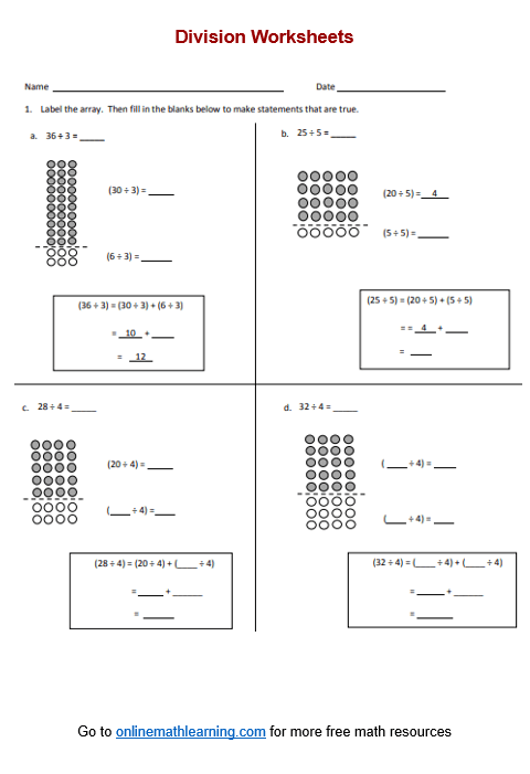Divide Using Distributive Property Worksheets (Printable, Online)