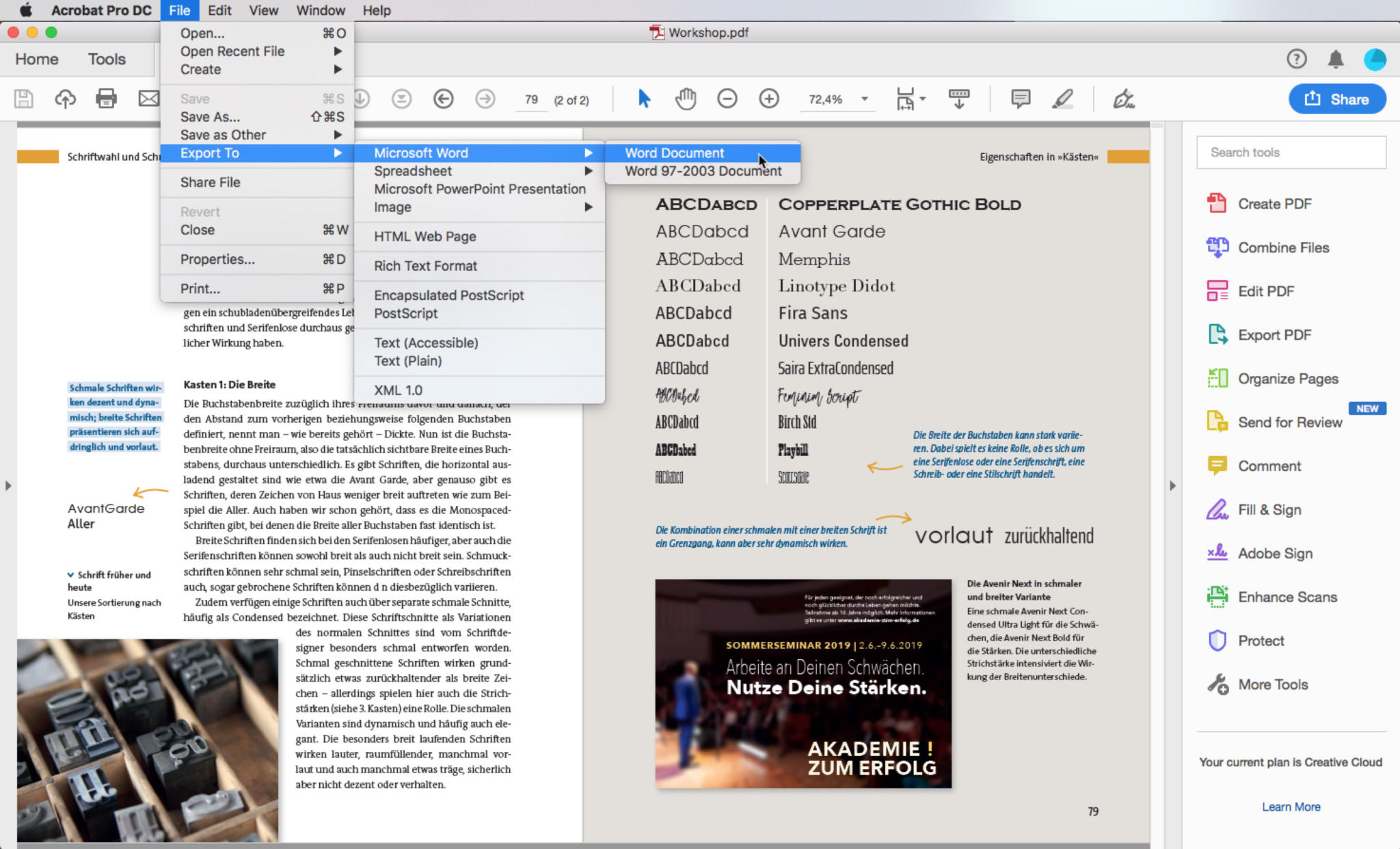 Converting a PDF to Word using Acrobat and online tools
