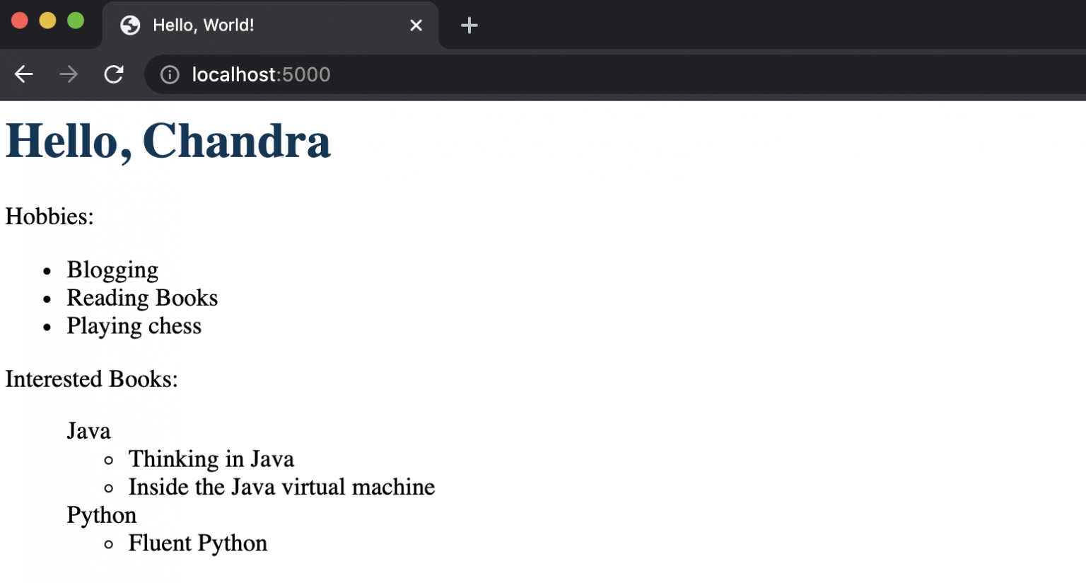Flask Jinja Templates Example loops