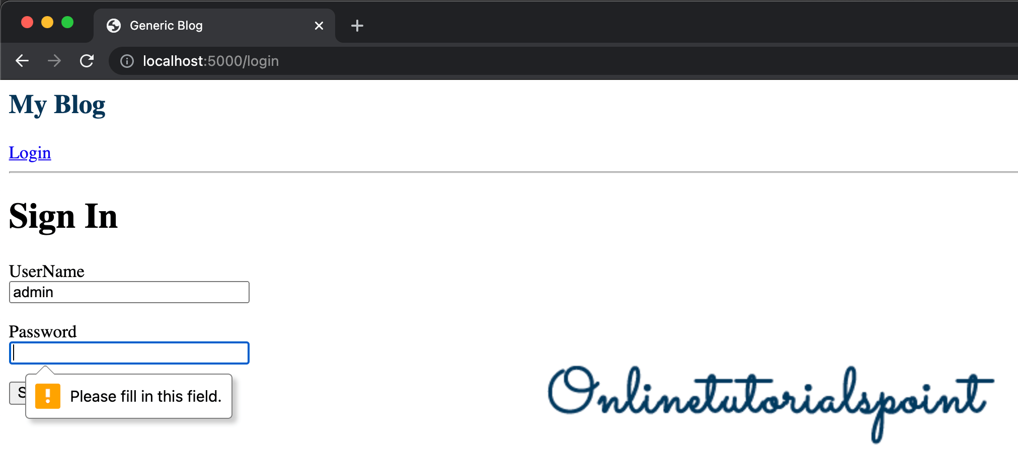 Python Flask Login Form Example
